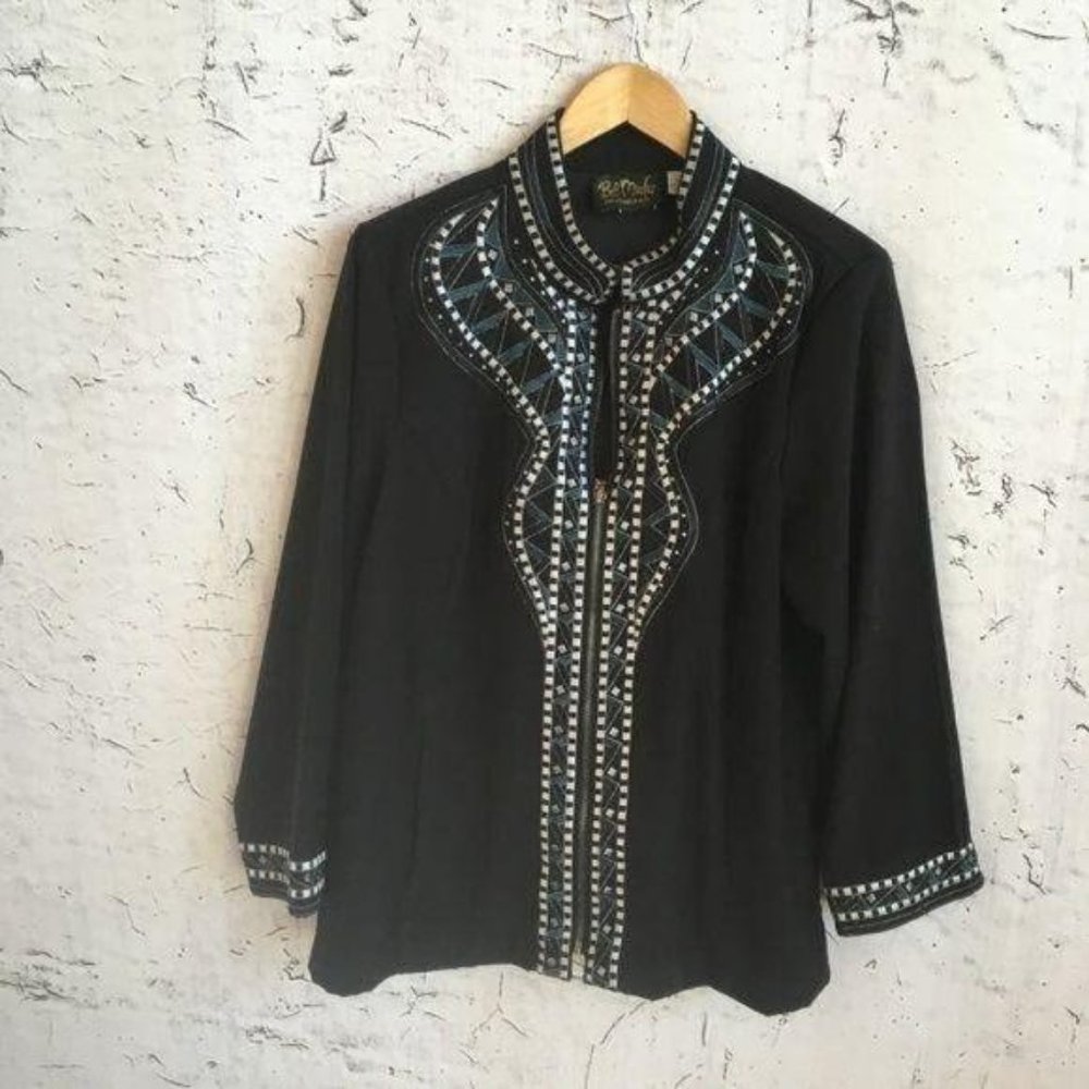 BOB MACKE BLACK ZIP UP JACKET L